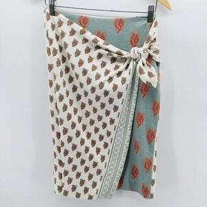 Maeve Anthropologie Faux Wrap Front Below Knee Zip Skirt Size 4 (flaw) EE55
